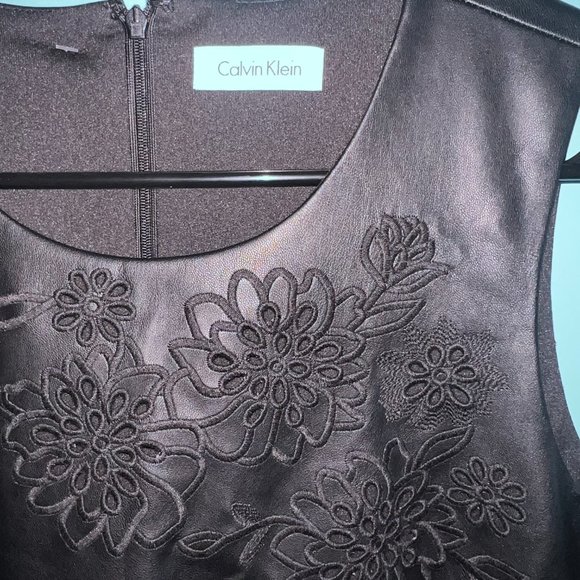 Calvin Klein Faux Leather Mini Sleeveless Dress Size 8 - Picture 7 of 9